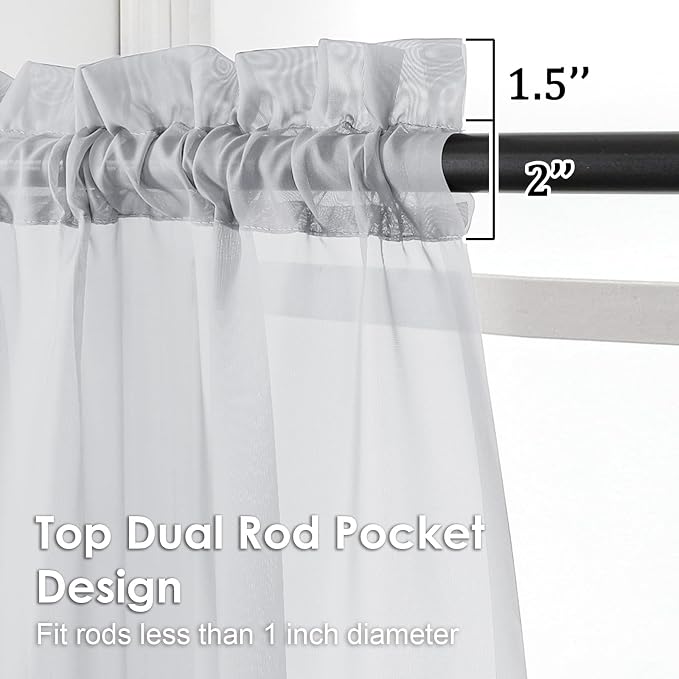 OVZME Light Grey Sheer Curtains 96 Inches Long 2 Panels - Image 3