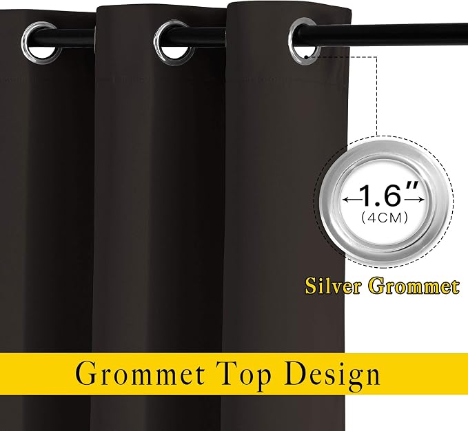 NICETOWN Toffee Brown Blackout Curtains 80 inch Length 2 Panels Set - Image 2