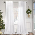 Pitalk White Linen Curtains 95 Inches Long 2 Panel Set by Pitalk