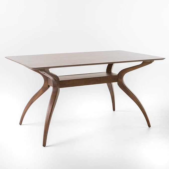 Christopher Knight Home Lucious Curved Leg Rectangular Dining Set, 5-Pcs Set, Natural Walnut / Dark Grey