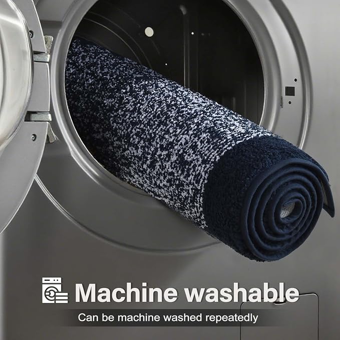 Bathroom Rugs 24x17 Non Slip Washable, Dark Blue Bath Mat - Image 9