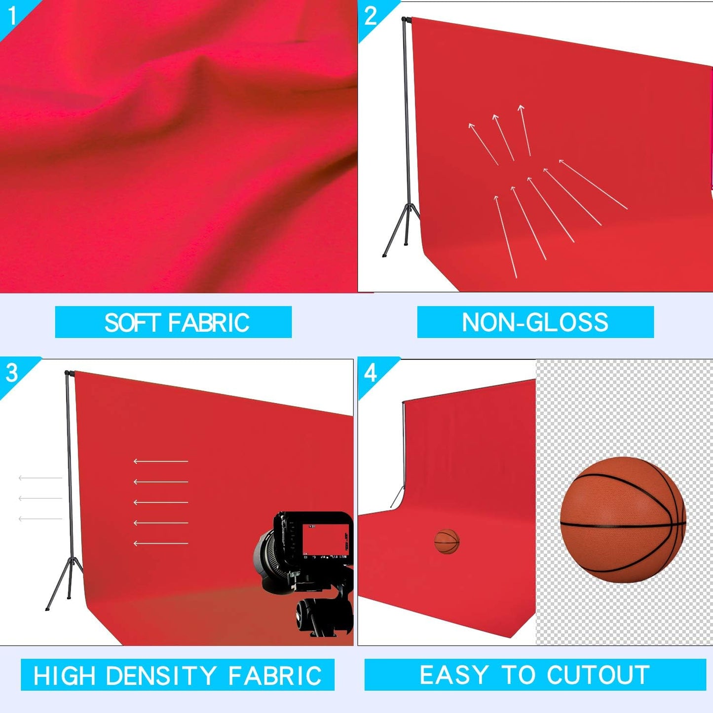 ISSUNTEX 10X12 ft Background Muslin Backdrop, Photo Studio, Collapsible High Density Screen for Video Photography and Television-Red