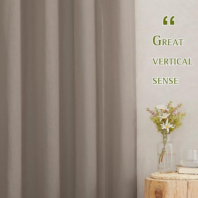 NICETOWN Linen Flax Semi Sheer Curtains 72" Length, Grommet Top Bedroom Window - Image 5