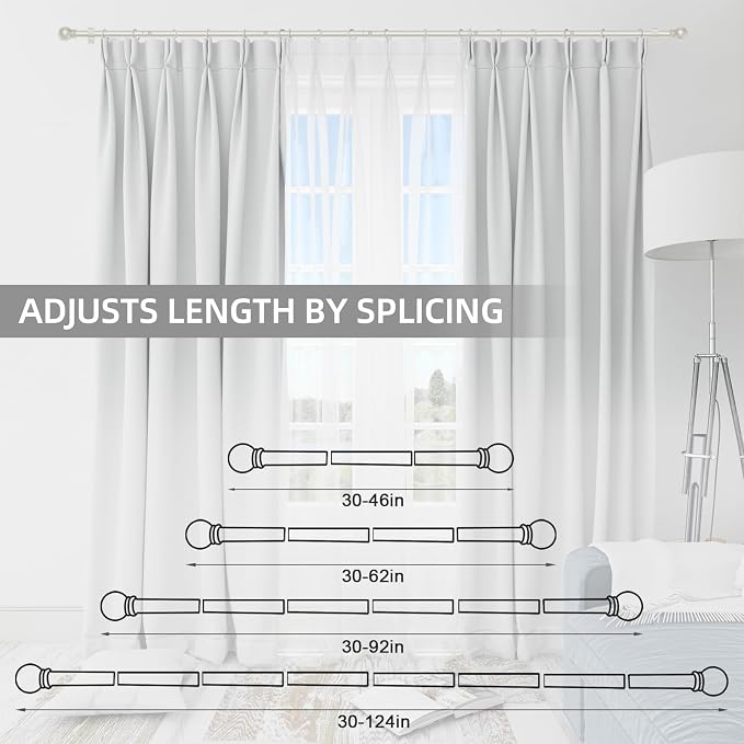 Thestoa Nickel Curtain Rods for Windows 30-62 Inch, 5/8" Stainless Steel Small - Image 5