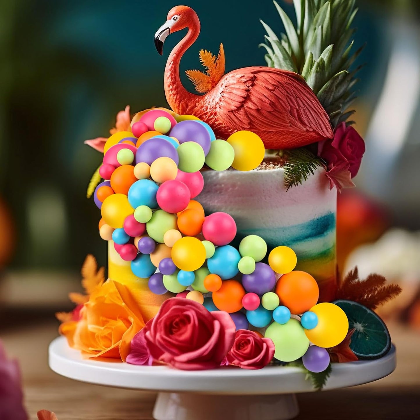 108 Pcs Balls Cake Topper DIY Cupcake Insert Foam Balloons for Cake Baking Wedding Anniversary Birthday Decoration(Sweet Colors,Multi Sizes)