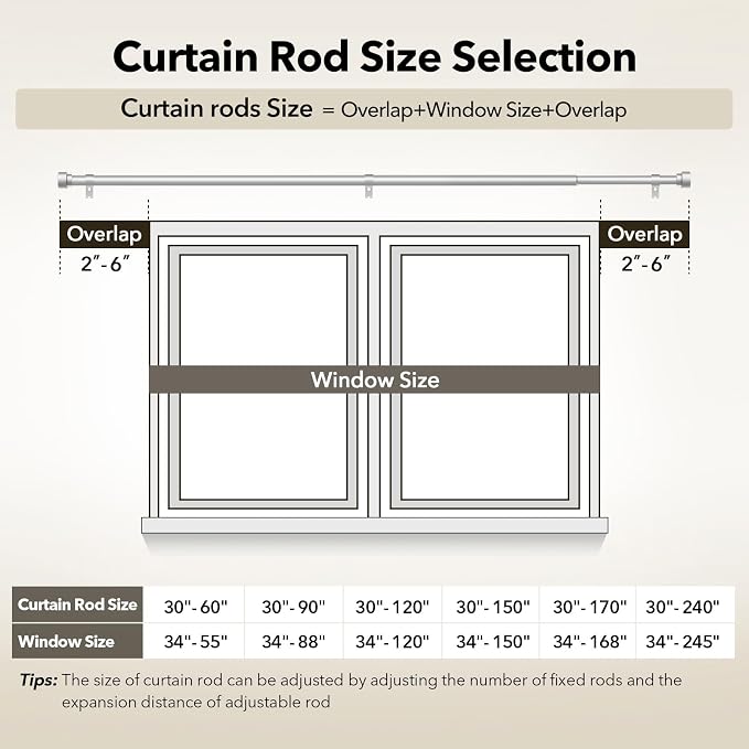 IFELS Heavy Duty Curtain Rods for Windows 48 to 84 Inch, 1 Inch Silver Window - Image 6