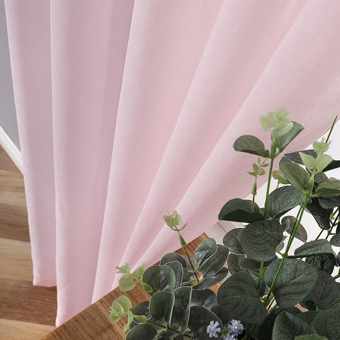 Tollpiz Short Sheer Curtains Linen Textured Bedroom Curtain Sheers Light - Image 3