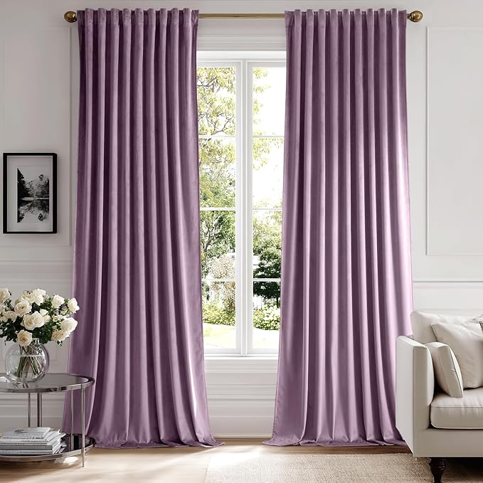 MIULEE Lavender Velvet Curtains 108 inches by MIULEE