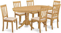 East West Furniture VAAN7-OAK-C 7 Piece Kitchen Table Set Consist of an Oval Dining Table with Butterfly Leaf and 6 Linen Fabric Upholstered Dining Chairs, 40x76 Inch, Oak