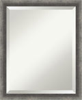 Amanti Art Grey Wall Mirror 22x18 Burnished Concrete Narrow Rectangle Bathroom Mirror for Wall Decor Living Room, Small Modern Contemporary Wood Frame, Hangs Horizonally and Vertically, Bathroom Decor