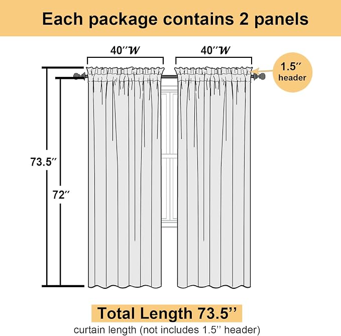 Lecloud Dusty Blue Sheer Curtains 72 Inches Long 2 Panels, Light Filtering - Image 3