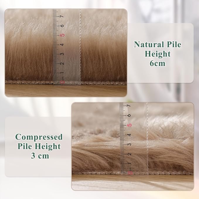 ORINOVA Beige Faux Fuzzy Area Rugs - Image 4