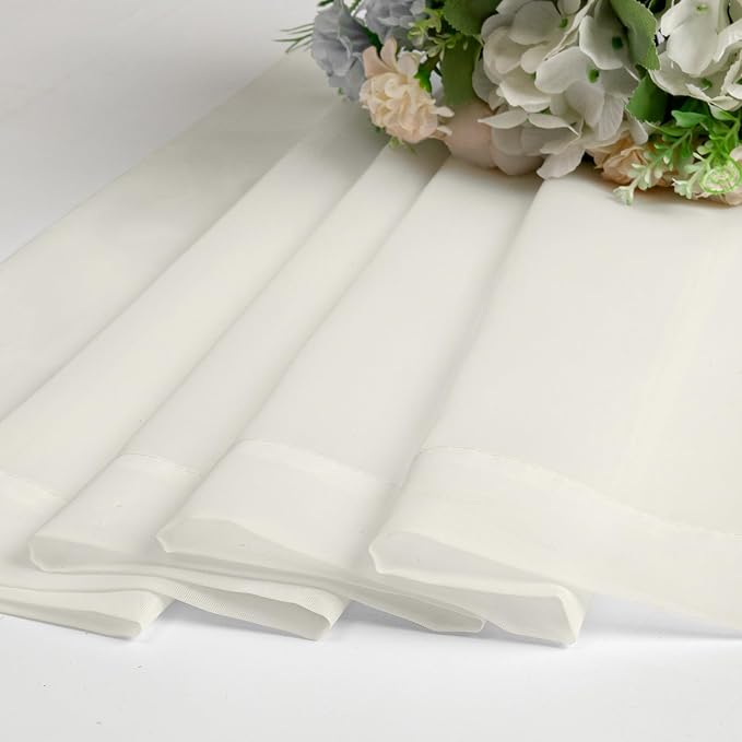 Lecloud Ivory Sheer Curtains 48 Inch Length 2 Pcs, Rustic Farmhouse Curtains - Image 6