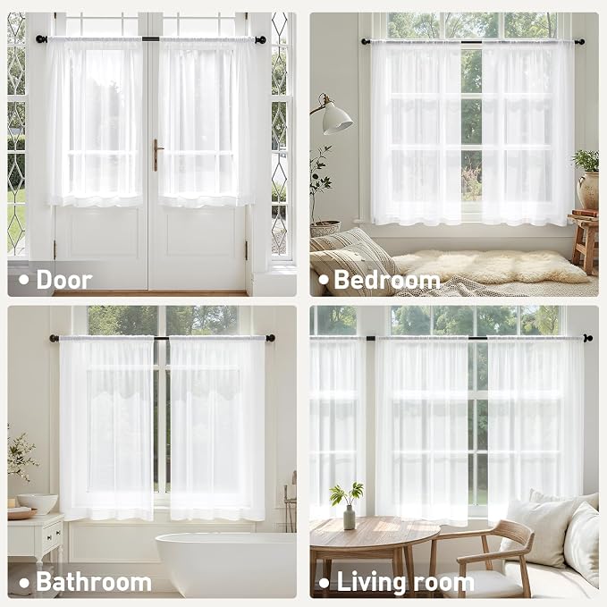 MIULEE White Curtains 24 Inch Length - Image 5