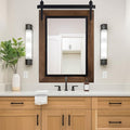 YOSHOOT Farmhouse Barn Door Mirror, 40"x30" Rustic Bathroom Mirror, Wood Frame Wall Mirror, Wooden Mirror for Living Room Bedroom Entryway Wall Décor, Vertical Hanging ONLY