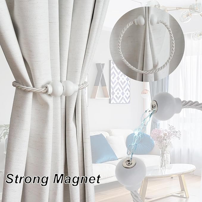 6 Pack Magnetic Curtain Tiebacks Modern Handmade Rope Curtain Tie Backs - Image 3