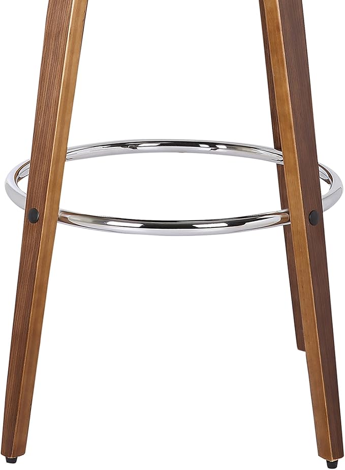 Armen Living Sonia 26" Counter Height Swivel Brown Faux Leather and Walnut Wood Bar Stool - Set of 4