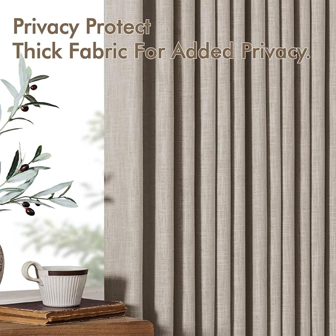 MIULEE Pinch Pleated Thick Linen Curtains 108 Inches Length 2 Panels - Image 7