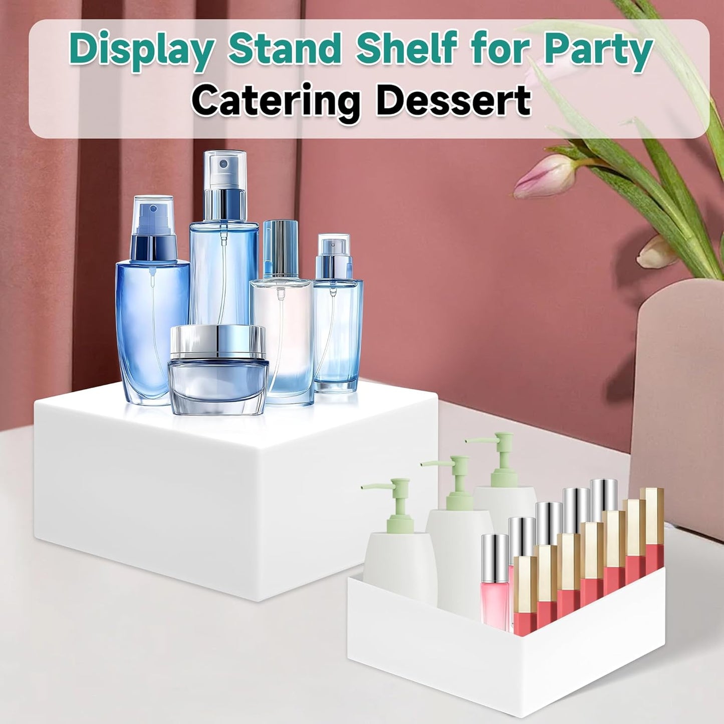 6Pcs Buffet Risers,Food Risers for Buffet Table Display Stand Shelf for Party Catering Dessert Jewelry Collectibles Acrylic Cube Boxes Display Nesting Risers (White-L(5,6,7,8,9,10))