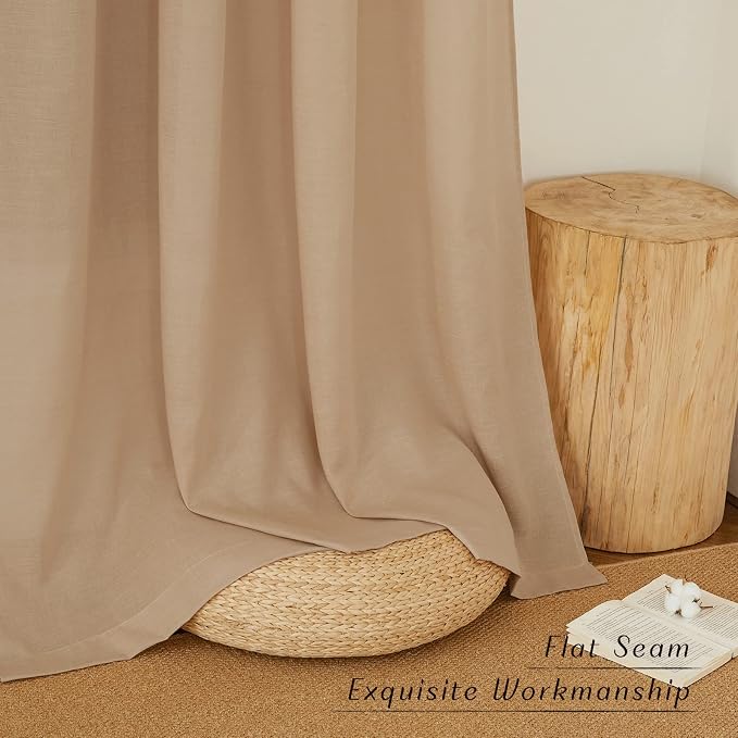 NICETOWN Taupe Linen Curtains for Bedroom, Thick Flax Privacy Added Light - Image 7