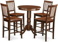 East West Furniture EDVN5-MAH-W 5 Piece Kitchen Counter Height Dining Table Set Includes a Round Pub Table with Pedestal and 4 Dining Room Chairs, 30x30 Inch, Mahogany