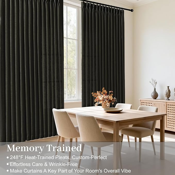 IVAPUPU Black Pinch Pleated Curtains 96 Inches Long - Image 4
