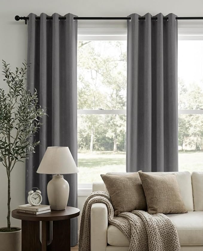 100% Blackout Shield Linen Blackout Curtains - Image 2