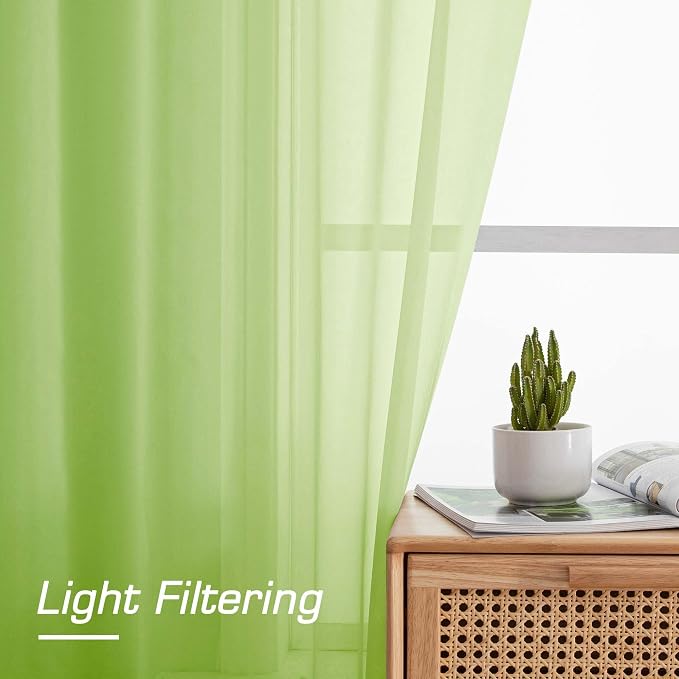 OWENIE Lime Sheer Curtains 84 Inches Long - Image 4