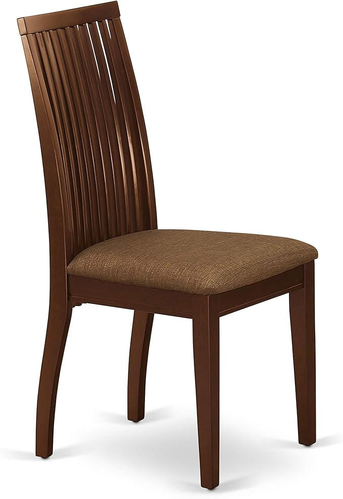 East West Furniture HLIP5-MAH-C 5 Piece Dinette Set for 4 Includes a Round Dining Room Table with Pedestal and 4 Linen Fabric Kitchen Dining Chairs, 42x42 Inch, Mahogany