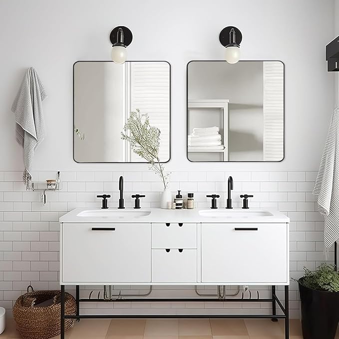 ANDY STAR Black Bathroom Mirrors for Over Sink, 30x30 Inch Matte Black Mirror for Bathroom, Square Metal Vanity Mirror for Wall-Modern Clean Design with Superior Stainless Steel Frame