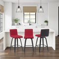 Vienna Modern Counter Height Swivel Bar Stool with Red Upholstered Seat and Brushed Wood Frame Set of 3