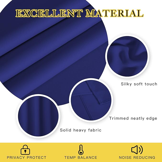 NICETOWN Navy Blue Room Darkening Curtains 108 inch Length - Image 2