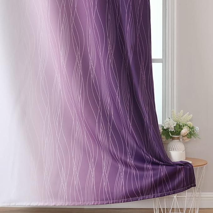 Estelar Textiler Purple and Greyish White Ombre Blackout Curtains 54 Inch - Image 6