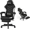 Gaming Chair,Fabric Computer Chair with Pocket Spring Cushion,400 lb Load Capacity,Ergonomic Office Chair with Footrest,Height Adjustable Video Gamer Chair with Lumbar Support(Black)