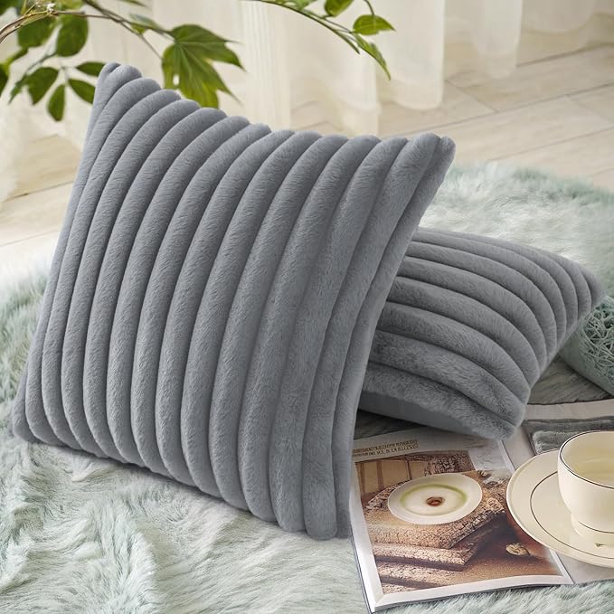 decorUhome Cozy Faux Fur Throw Pillow Covers 20x20 Set of 2 Decorative Soft - Image 4