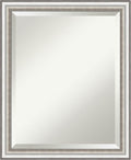 Amanti Art Silver Bathroom Mirror for Over Sink, 23x19 Salon Silver Narrow Rectangle Vanity Mirror, Small Traditional Frame, Hangs Horizonally and Vertically, Bathroom Wall Decor, Beveled Edge