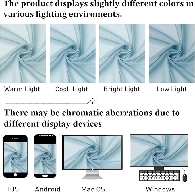 Lecloud Sky Blue Sheer Curtains 96 Inches Long 2 Panels, Light Filtering Voile - Image 7