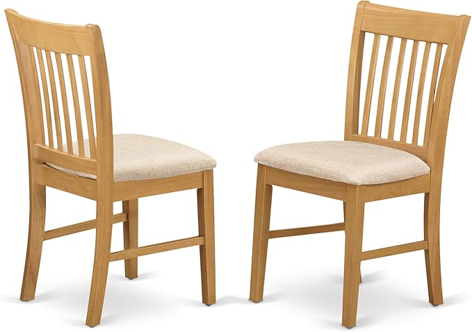East West Furniture VANO7-OAK-C 7 Piece Kitchen Table & Chairs Set Consist of an Oval Dining Room Table with Butterfly Leaf and 6 Linen Fabric Upholstered Chairs, 40x76 Inch, Oak