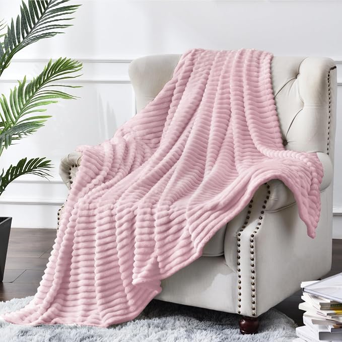 BEDELITE Fleece Throw Blanket for Couch – 3D Ribbed Jacquard Soft and Warm - Image 2