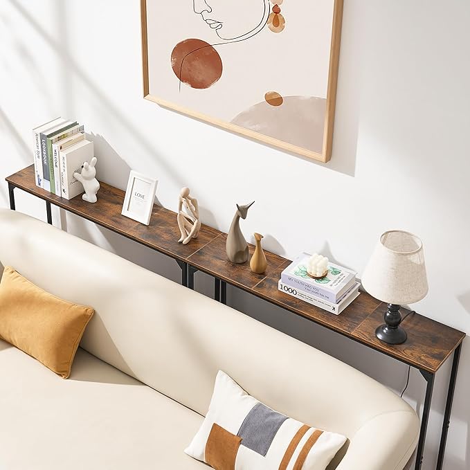 Console Table, Narrow Entryway Table, Thin Sofa Table, Behind Couch Table,for Hallway, Bedroom, Living Room, Foyer, 9.4 x 39.4 x 31.5 Inches, Rustic Brown