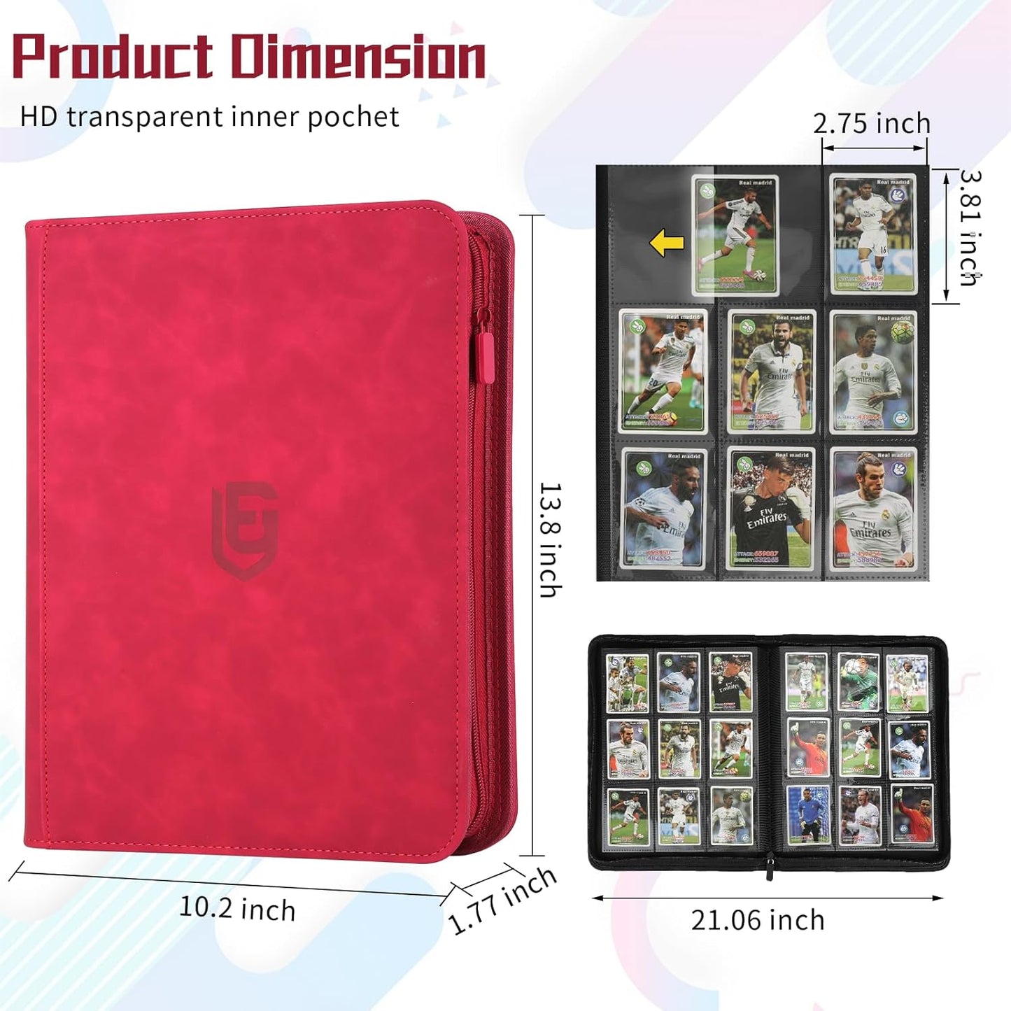 9 Pocket Card Binder,540 Pocket Trading Card Binders,Loading Pocket Collectible Card Album for MTG, TCG, Sport Card, Game Cards Red
