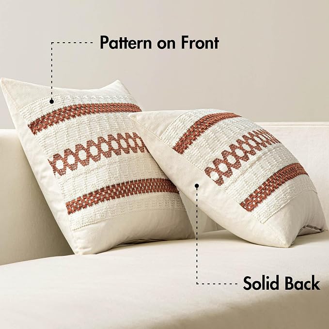 MIULEE Set of 2 Rust Decorative Pillow Covers 20x20 Inch Farmhouse Rustic Boho - Image 6