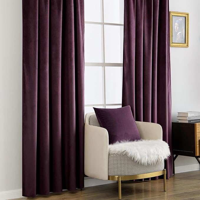 MIULEE Dark Purple Velvet Curtains 96 inches - Image 7