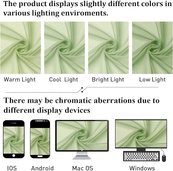 Lecloud Light Green Sheer Curtains 72 Inches Long 2 Panels, Soft Voile Light - Image 6