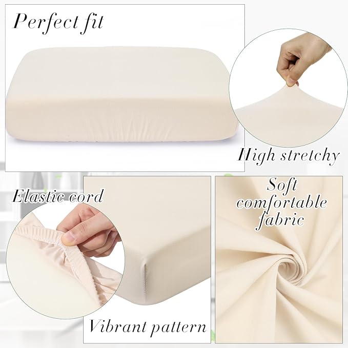 Newwiee Set of 4 Stretch Patio Cushion Covers Sofa Couch Seat Chair Slipcovers - Image 3