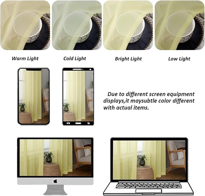 Chyhomenyc Sheer Curtains 84 Inches Long 2 Panels Set - Image 4