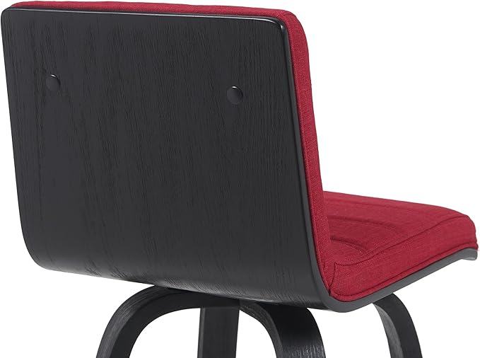 Vienna Modern Counter Height Swivel Bar Stool with Red Upholstered Seat and Brushed Wood Frame Set of 3
