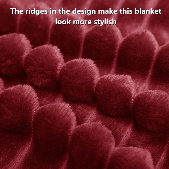 HIMEET Deep Red Ribbed Throw Blanket - Image 8