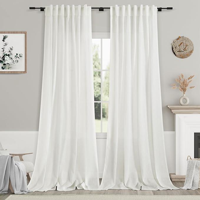 Semi Sheer Linen Curtains 90 Inches Long by Nanspring