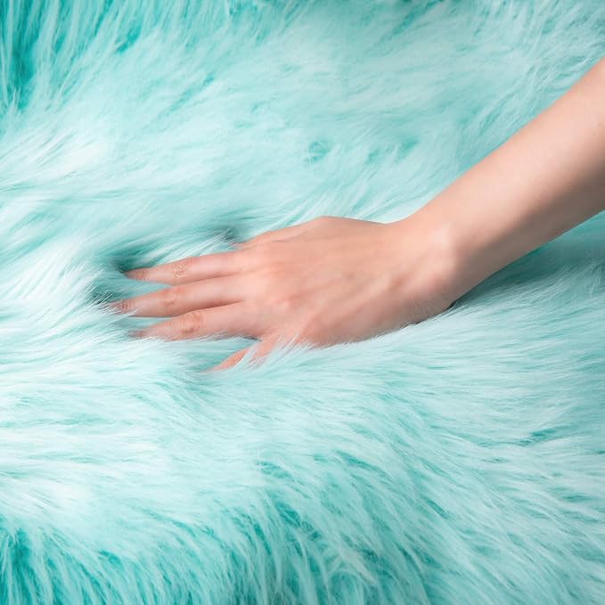 Ashler faux fur rug, Fluffy Shaggy Area Rug Ultra Soft 3 x 3 Feet Round Fur Rug - Image 5